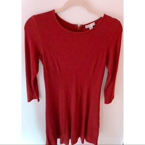 XS 3/4 Sleeve Red Dress